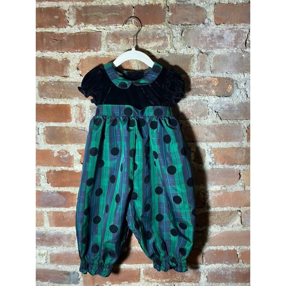 Blueberi Boulevard Romper 24M Velvet and Polka Dot